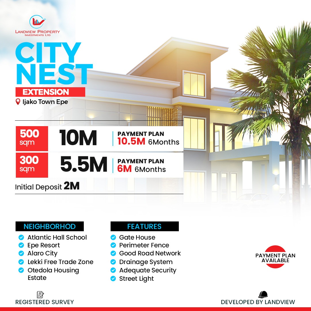 PLOTS OF LAND FOR SALE CITY NEST ESTATE EXTENSION, EPE